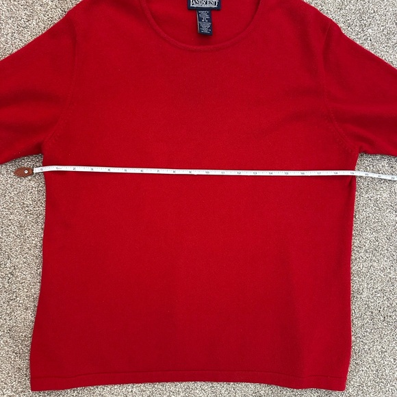Lands End Sweater 100% Cashmere Vibrant Red Short Sleeve Womens M Preppy Classic - Picture 7 of 8